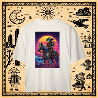 Nome do produto Oversized - Camiseta Cyber-Cangaceiro & Montaria Mecha