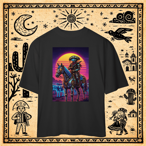 Oversized - Camiseta Cyber-Cangaceiro & Montaria Mecha