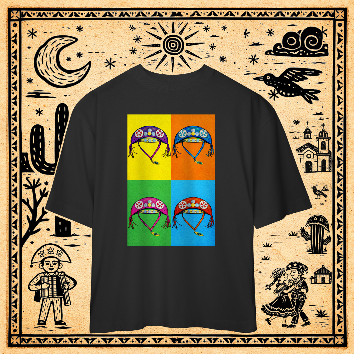 Nome do produto: Oversized - Camiseta Cangaço Pop Grid