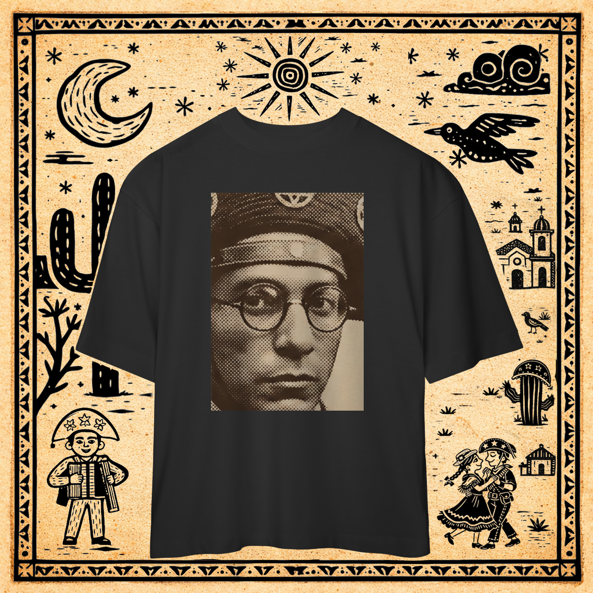 Nome do produto: Oversized - Camiseta Lampião Halftone