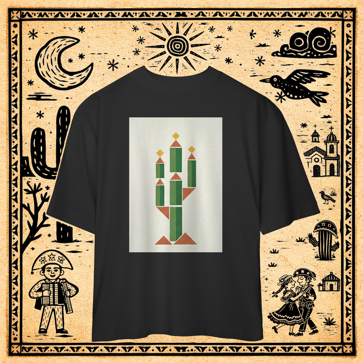 Nome do produto: Oversized - Camiseta Mandacaru Construtivista