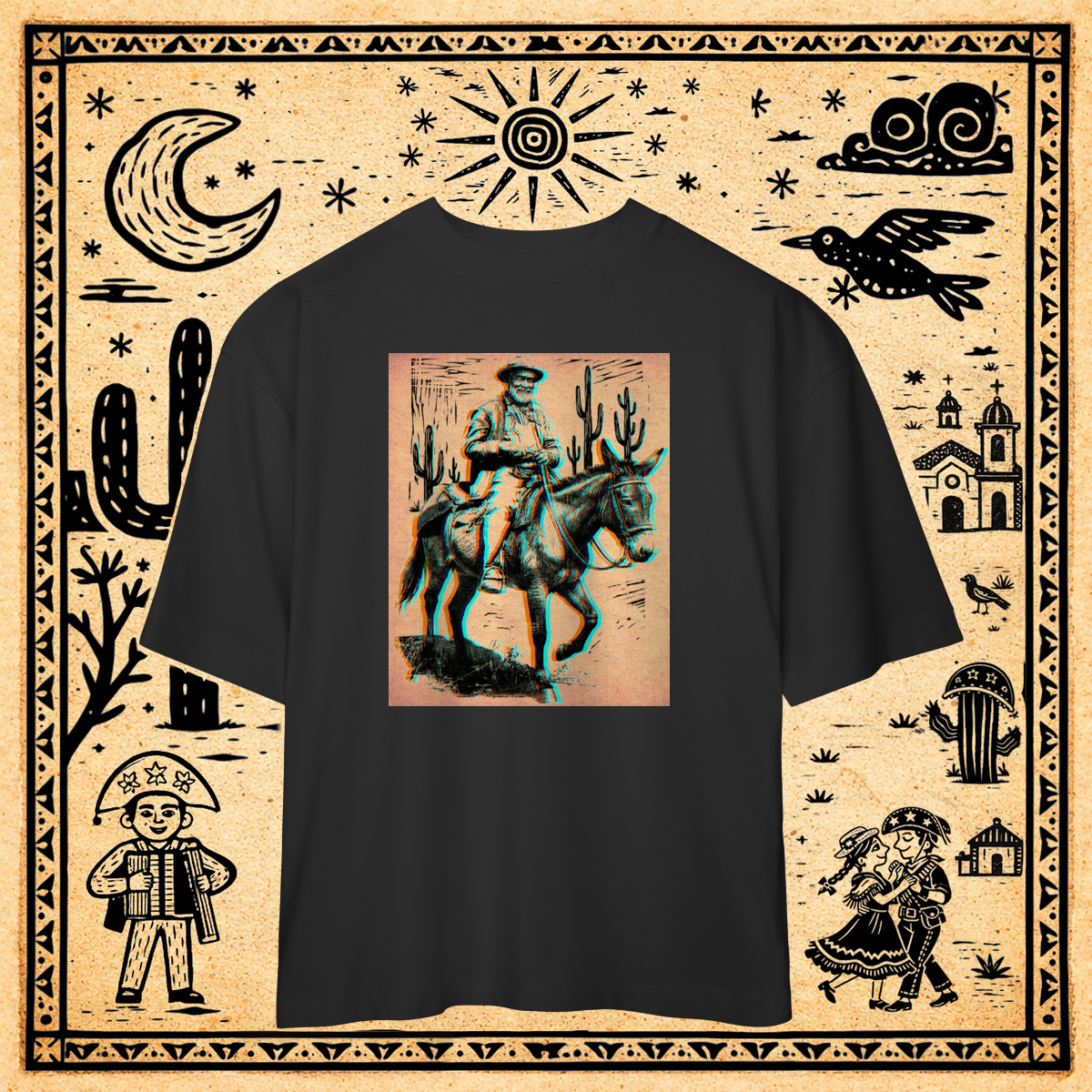 Nome do produto: Oversized - Camiseta Vaqueiro Glitch