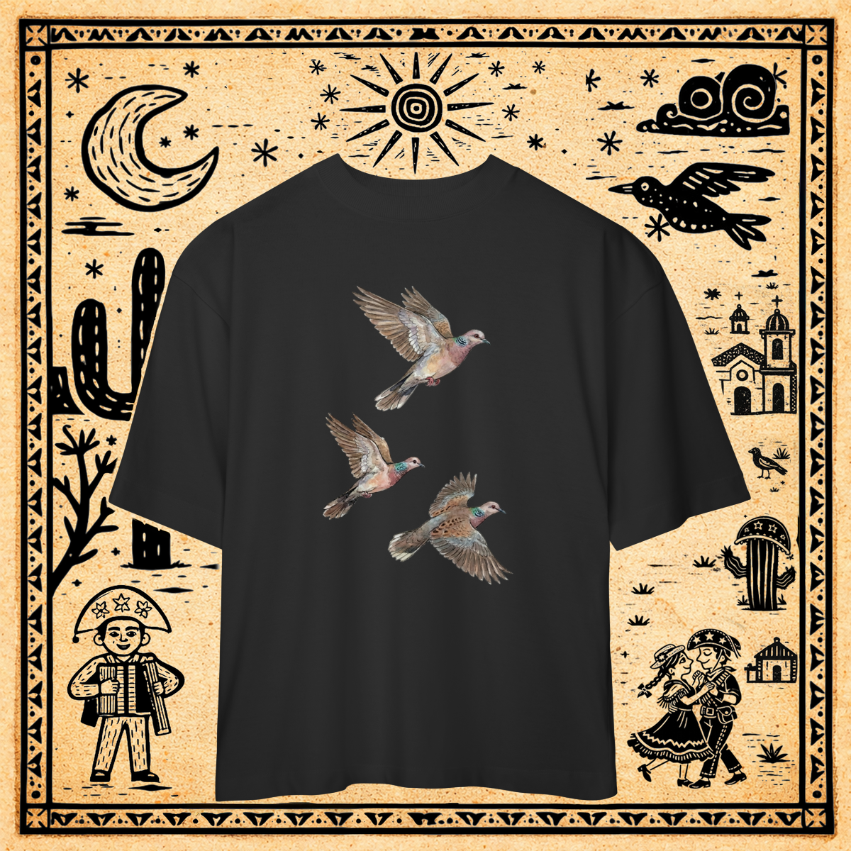 Nome do produto: Oversized - Camiseta Revoada da Asa Branca