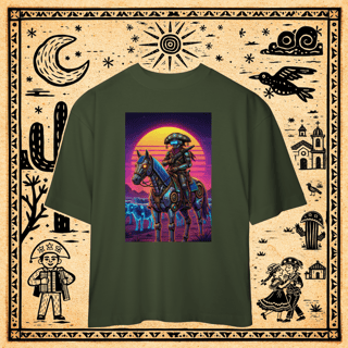Nome do produto Oversized - Camiseta Cyber-Cangaceiro & Montaria Mecha