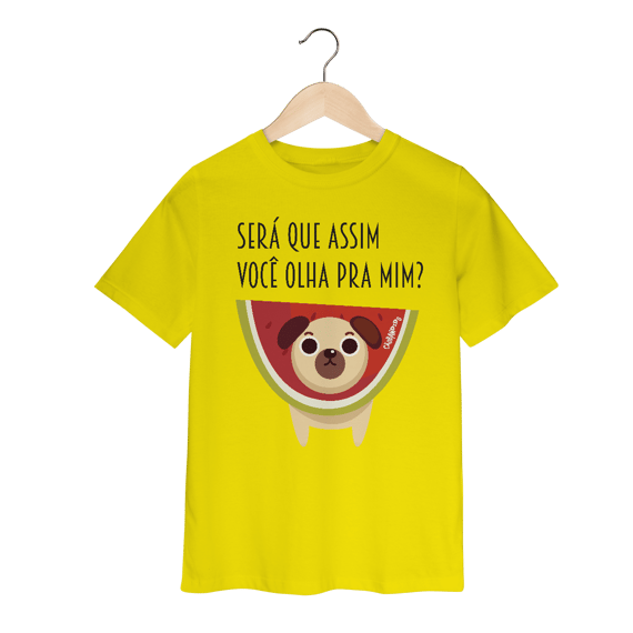 Camiseta Infantil Cachorro Melancia - Será Que Assim Você Olha Pra Mim?