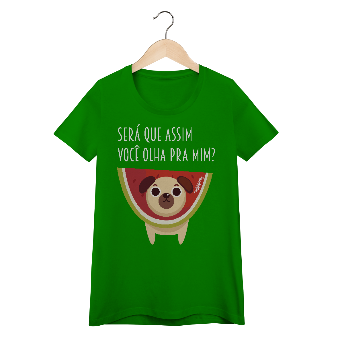 Nome do produto: Baby Look Cachorro Melancia - Será Que Assim Você Olha Pra Mim?
