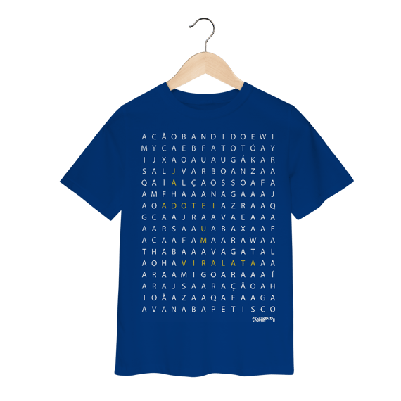Camiseta Infantil Caça Palavras - Já Adotei um Vira-Lata