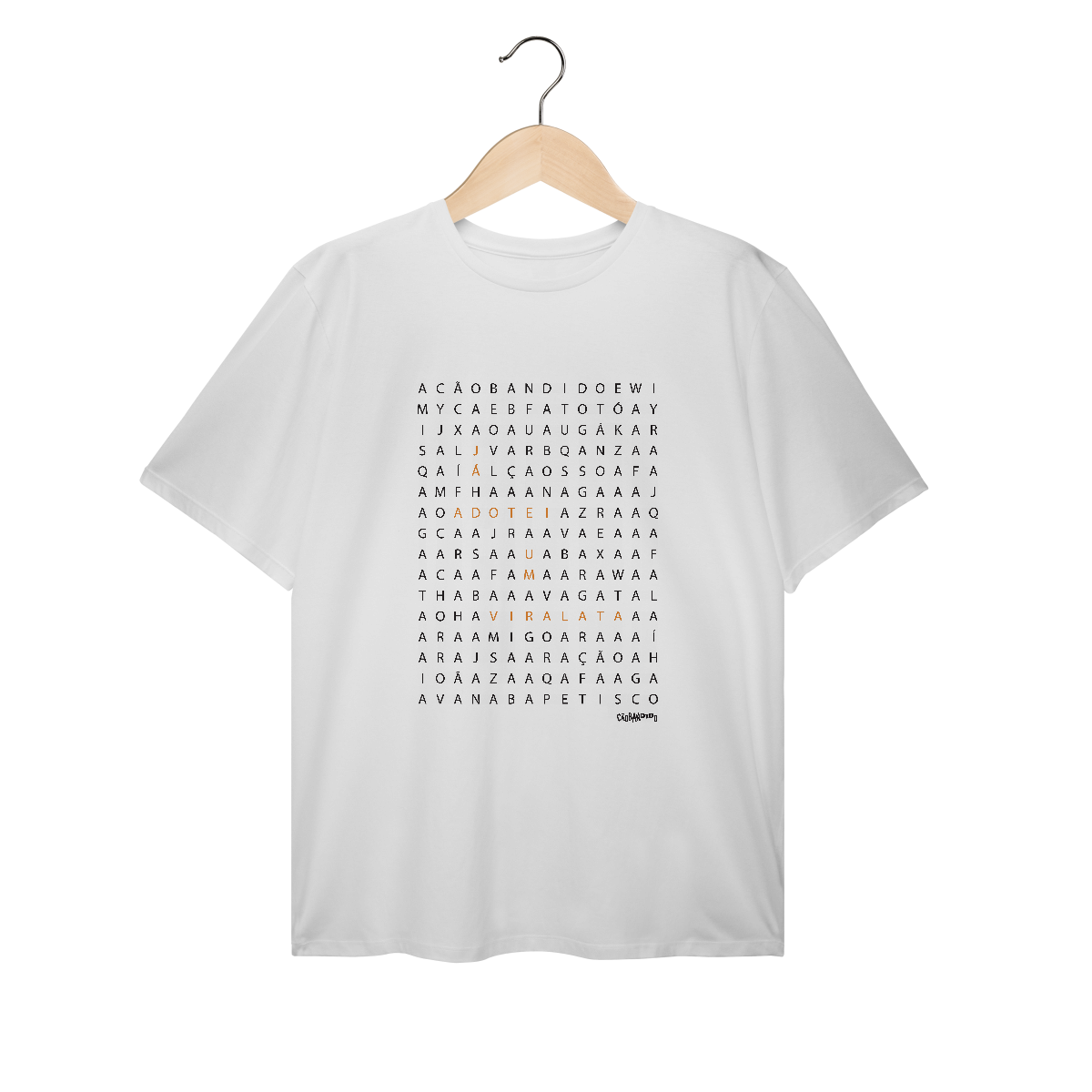 Nome do produto: Camiseta Plus Size Caça Palavras - Já Adotei um Vira-Lata
