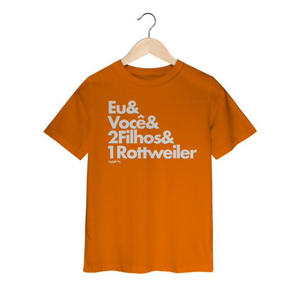 Camiseta Infantil 2 Filhos e 1 Cachorro Rottweiler