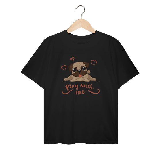 Camiseta Plus Size Pug Play With Me