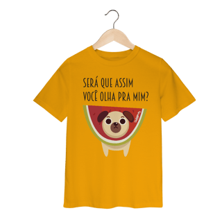 Nome do produto Camiseta Infantil Cachorro Melancia - Será Que Assim Você Olha Pra Mim?