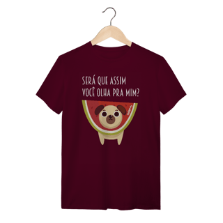 Nome do produto Camiseta Cachorro Melancia - Será Que Assim Você Olha Pra Mim?