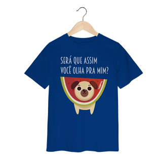 Nome do produto Camiseta Infantil Cachorro Melancia - Será Que Assim Você Olha Pra Mim?