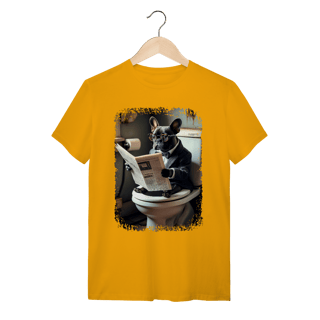 Nome do produto Camiseta Bulldog Francês no Trono Lendo Jornal