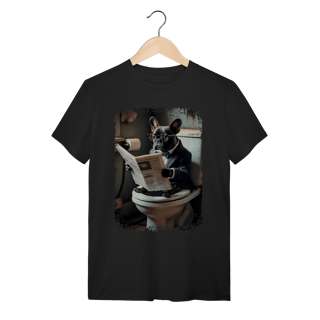 Nome do produto Camiseta Bulldog Francês no Trono Lendo Jornal