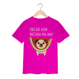 Nome do produto Camiseta Infantil Cachorro Melancia - Será Que Assim Você Olha Pra Mim?