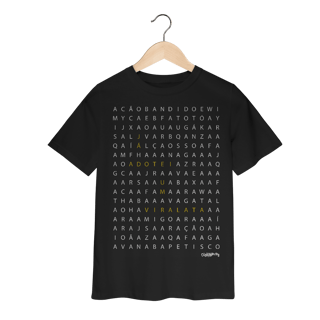 Nome do produto Camiseta Infantil Caça Palavras - Já Adotei um Vira-Lata