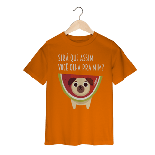 Nome do produto Camiseta Infantil Cachorro Melancia - Será Que Assim Você Olha Pra Mim?