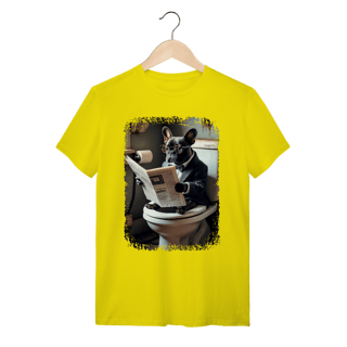 Nome do produto Camiseta Bulldog Francês no Trono Lendo Jornal