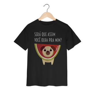 Nome do produto Camiseta Infantil Cachorro Melancia - Será Que Assim Você Olha Pra Mim?
