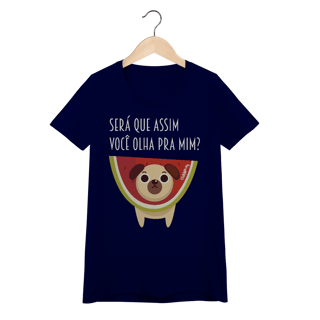 Nome do produto Baby Look Cachorro Melancia - Será Que Assim Você Olha Pra Mim?