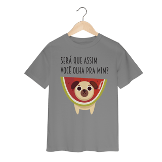 Nome do produto Camiseta Infantil Cachorro Melancia - Será Que Assim Você Olha Pra Mim?