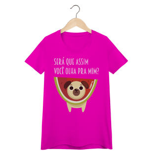 Nome do produto Baby Look Cachorro Melancia - Será Que Assim Você Olha Pra Mim?