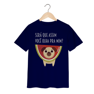 Nome do produto Camiseta Infantil Cachorro Melancia - Será Que Assim Você Olha Pra Mim?