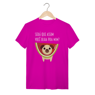 Nome do produto Camiseta Cachorro Melancia - Será Que Assim Você Olha Pra Mim?