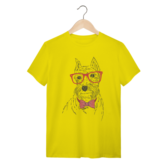 Camiseta Schnauzer de Óculos e Gravatinha