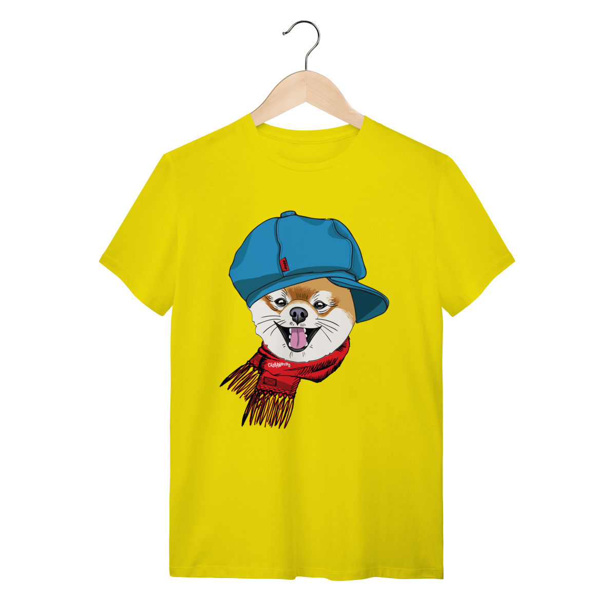 Nome do produto: Camiseta Spitz Alemão de Boina e Cachecol