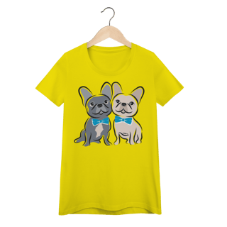 Nome do produto Baby Look Bulldog Francês Casal de Gravatinha