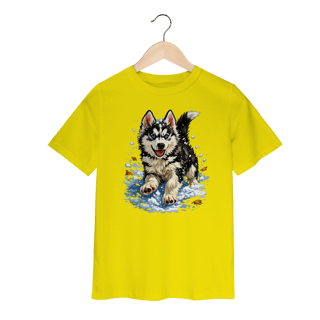 Nome do produto Camiseta Infantil Husky Siberiano Correndo na Neve