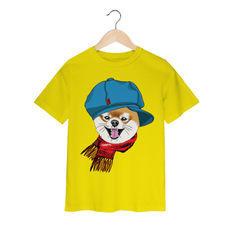 Nome do produto Camiseta Infantil Spitz Alemão de Boina e Cachecol