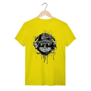 Nome do produto Camiseta Gato Ouvindo Música de Boné e Óculos