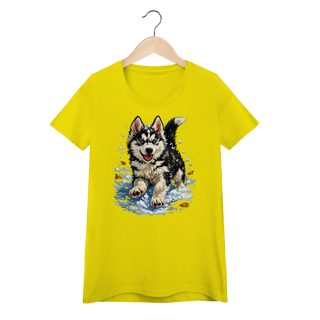 Nome do produto Baby Look Husky Siberiano Correndo na Neve