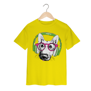 Nome do produto Camiseta Infantil Pastor Alemão de Óculos e Fone de Ouvido