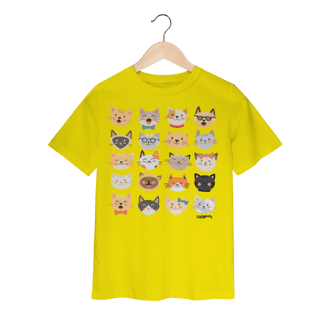 Nome do produto Camiseta Infantil Cats Emoticons