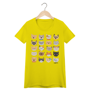 Nome do produto Camiseta Feminina Baby Look Cats Emoticons