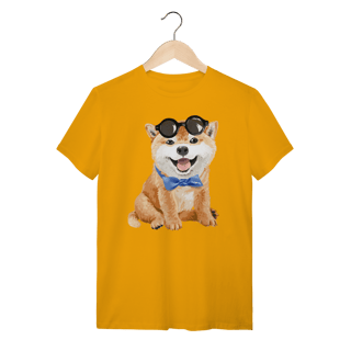Camiseta Akita Filhote de Óculos e Gravatinha