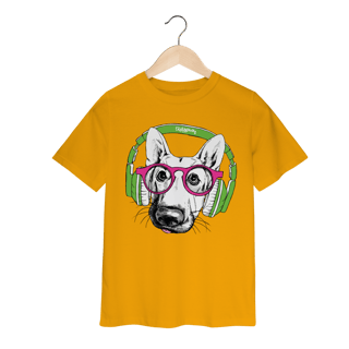 Nome do produto Camiseta Infantil Pastor Alemão de Óculos e Fone de Ouvido