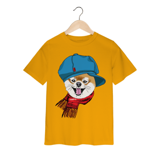 Nome do produto Camiseta Infantil Spitz Alemão de Boina e Cachecol