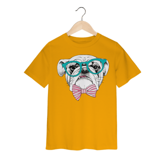 Nome do produto Camiseta Infantil Bulldog Inglês de Óculos e Gravatinha