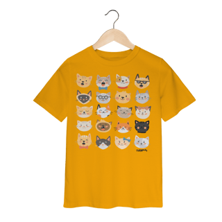 Nome do produto Camiseta Infantil Cats Emoticons