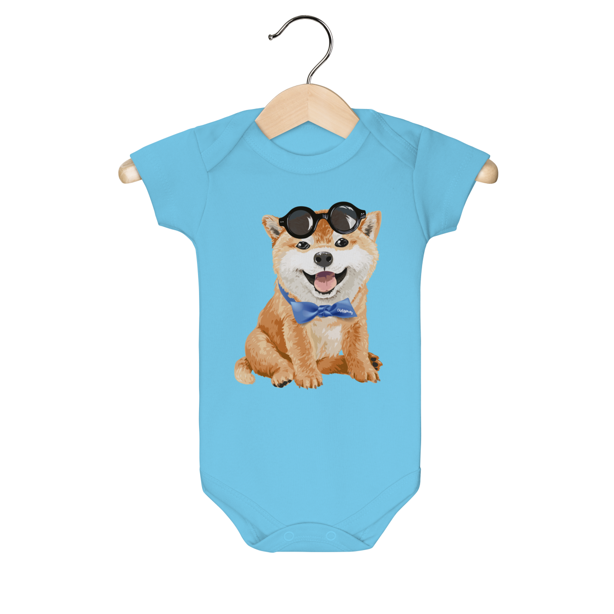 Nome do produto: Body Bebê Akita Filhote de Óculos e Gravatinha