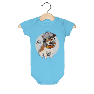 Nome do produto Body Bebê Jack Russell de Óculos e Cachecol