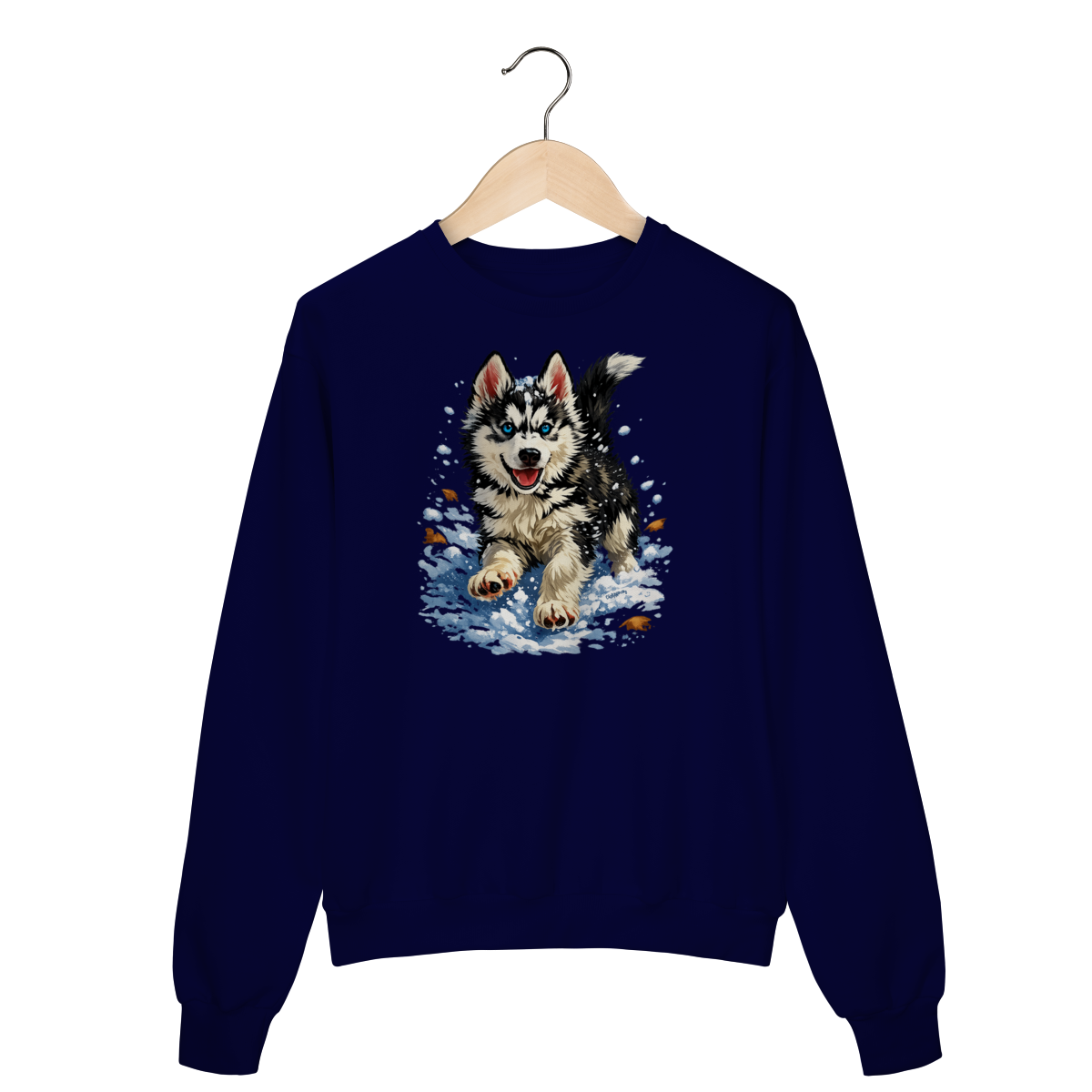 Nome do produto: Moletom Blusão Husky Siberiano Correndo na Neve