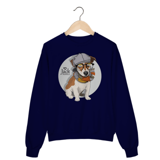 Nome do produto Moletom Blusão Jack Russell de Óculos e Cachecol