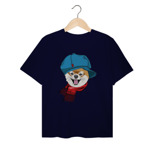 Nome do produto Camiseta Plus Size Spitz Alemão de Boina e Cachecol