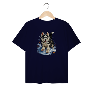 Nome do produto Camiseta Plus Size Husky Siberiano Correndo na Neve